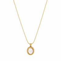Collier en acier inoxydable plaqué or PVD 14K, chaîne à perles coquillages elliptiques, bijoux de mode hypoallergéniques simples pour femmes, vente en gros