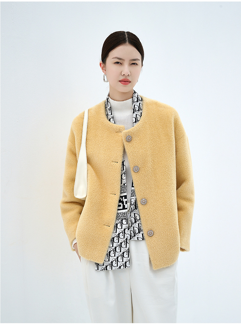 [100% Su Li Alpaca] Cashmere Coat Women's High-Grade Clothing Wholesale Small Short New