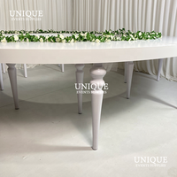 Großhandel Weiß Acryl platte Edelstahl Gold Gebogene Hochzeit Serpentine Tisch Luxus Doppel verwendungen Alle Weiß Runder Tisch
