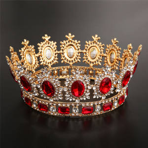 Couronne de diamant rond Europe Amérique Coiffes Rétro Couronnes Accessoires de cheveux de mariage Diadèmes de <span class=keywords><strong>princesse</strong></span> en strass pour filles - Product Image 4