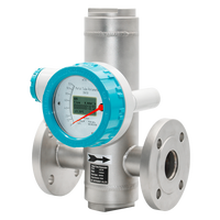 Débitmètre rotamètre numérique en acier inoxydable OEM, type à bride filetée NPT avec écran LCD pour gaz, air, eau, huile, liquide