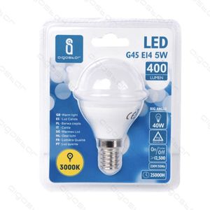 LED Bulb G45 E14 5W 3000K Warm Light 400Lm Big Angle 25000H Lifespan - Product Image 1