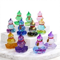 Ornement décoratif de bureau en verre émaillé Zibo fabriqué en Chine, base rotative en forme de lotus, gourde, parfait pour les cadeaux de fin d'année