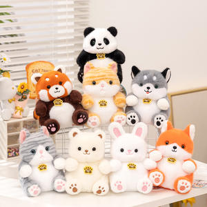 Suave y esponjoso Panda rojo muñeca redonda Animal de peluche de algodón PP relleno de mano alivio del estrés escritorio compañero lavado Technics regalo - Product Image 2