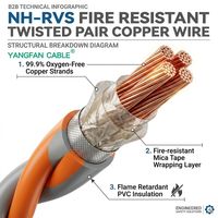 Cable de Señal de Par Trenzado Resistente al Fuego NH-RVS 300/300V, IEC 60331, Cobre Revestido de Mica para Sistemas de Control de Seguridad y Alarma contra Incendios