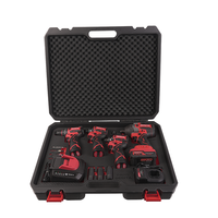 Kit combiné perceuse-visseuse à chocs sans fil 4-en-1 sans balais avec batterie au lithium et chargeur, 19 pièces