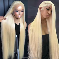 Blonde européenne 613 dentelle avant perruque de cheveux humains 30-32 pouces de long pour dentelle suisse HD sans colle pré-plumé pleine dentelle transparente