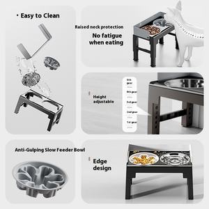 Mangkuk anjing yang ditinggikan anti tumpah, Tempat makan anjing dapat dimiringkan dengan mangkuk Stainless Steel dan mangkuk tempat makan lambat - Product Image 4