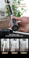 Robinet de cuisine intelligent numérique écologique fait main en acier inoxydable 304 et laiton, design cascade et pluie, 4 vitesses
