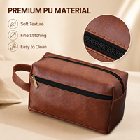 Grande capacité, sac de maquillage en cuir PU tendance, imperméable, sac de voyage pour femmes, portable avec poignée souple et fermeture éclair