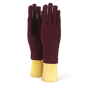 Guantes de Mujer Hechos en Italia, Guantes de Moda, Guantes de Tela con Pedrería. Brillante y para ocasiones elegantes. Material elástico - Product Image 1