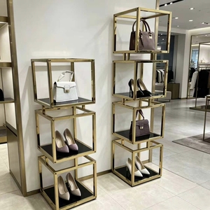 Espositori Moderni in Metallo e MDF per Scarpe e Borse, Scaffali in Acciaio Inox Verniciato a Polvere, Facile Montaggio, Vendita all'Ingrosso - Product Image 3
