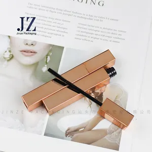 Jinze thin and long custom color bottle mascara packaging square cosmetic mascara wand tube 9ml