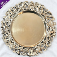 Nouvel Arrivage Assiette de Présentation en Plastique Ornementée, Motif Floral Antique, Argentée et Dorée, pour Mariage, Douche Nuptiale et Table de Fête