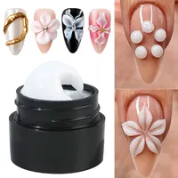 Gel de sculpture 3D blanc nacré 5ml, vernis à ongles non collant pour extension, façonnage 3D, sculpture de fleurs, DIY Nail Art, acier inoxydable
