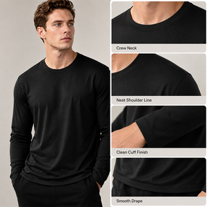 เสื้อยืดแขนยาวผู้ชายผสมผ้าไลโอเซลล์คอตตอน คุณภาพสูง สกรีนโลโก้ได้ พรีเมียม สวมใส่สบาย น้ำหนักเบา คอกลม - Product Image 3