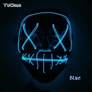 <span class=keywords><strong>Halloween</strong></span> LED luminoso <span class=keywords><strong>Horror</strong></span> Purge Full Face maschera <span class=keywords><strong>Film</strong></span> spaventoso luce luminosa maschera al Neon Bar forniture per Cosplay per feste - Product Image 2