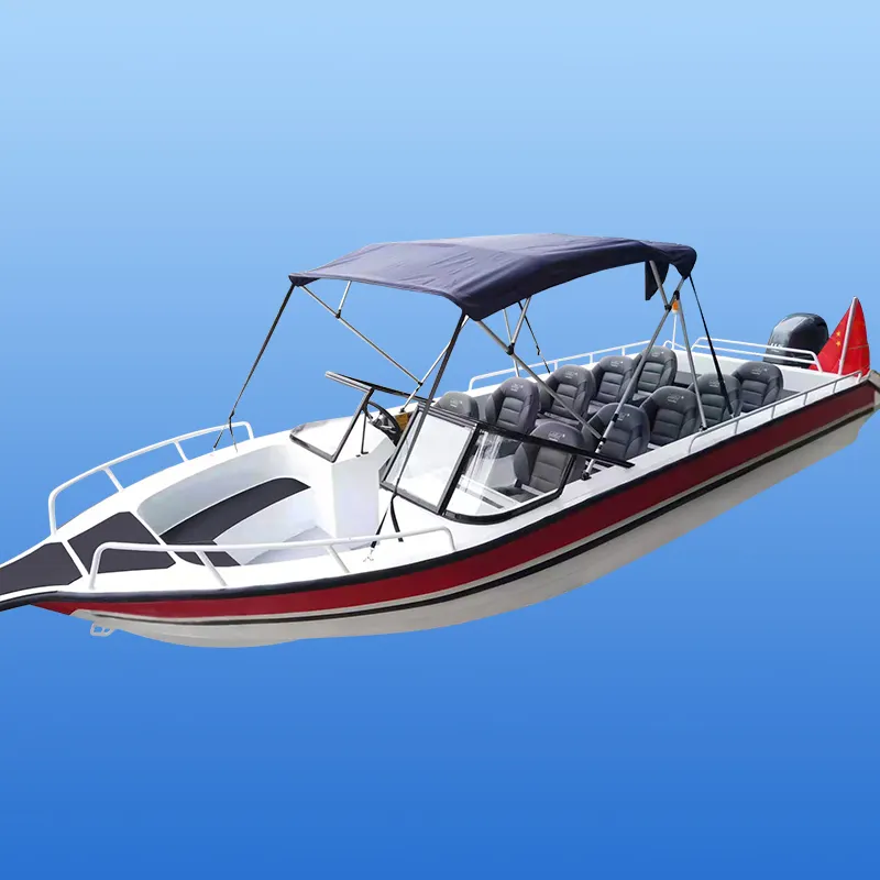 Barco de pesca de lazer de alumínio grande para esportes ao ar livre, novo design, preço de fábrica, 25 pés/7.5m, barco de velocidade esportiva