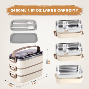 304 Multi-Layer <b>Insulated</b> Large Capacity Portable Food Bucket <b>Lunch</b> <b>Box</b> Office and Students - Product Image 2