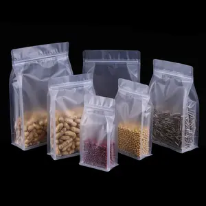 Пакеты для хранения кукурузной муки, ламинированные пластиковые пакеты с плоским дном для хранения зерновых бобов, пищевая упаковка на молнии