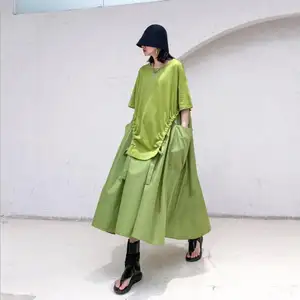 Wholesale Plus Size Women's Stitching Dresses 2021 Summer Street Style Thin Loose Style Tailoring Patchwork A-Line Dress