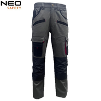 Pantalon de travail industriel NEO personnalisé kaki et noir extensible, imperméable, avec poches pour genouillères réfléchissantes, durable, pour atelier