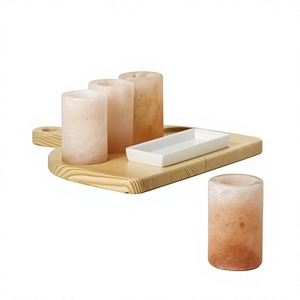 6 Pieces Premium Carved Himalayan Salt Shot Glasses Pink <b>Tequila</b> <b>Gift</b> <b>Set</b> with Unique Vine Glass - Product Image 1