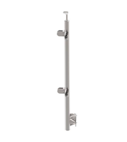 Poteau d'angle rond pour main courante - Avec pince à verre et support de rail - Fixation latérale pour balcon et escalier extérieur