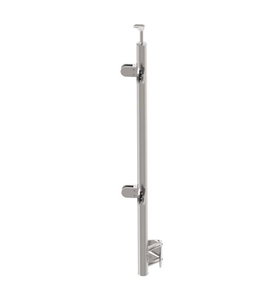 Poteau d'angle rond pour main courante - Avec pince à verre et support de rail - Fixation latérale pour balcon et <span class=keywords><strong>escalier</strong></span> extérieur - Product Image 3