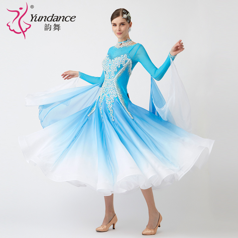 B-23184 Custom Ballroom Dance Dress - High Quality Pearl Silk