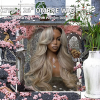 Perruque sans colle CIYOO en cheveux humains Remy, brun clair, densité 200%, 13x6, ondulée, avec dentelle HD fine, longue de 26 pouces