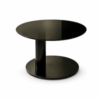 Table basse moderne minimaliste noire à finition brillante, durable, avec plateau en verre trempé et support métallique, mobilier de luxe pour salon