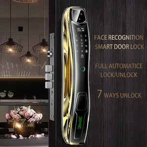 智能图雅Wifi门锁3D人脸识别4.0英寸彩色屏幕指纹密码钥匙解锁4200毫安电池门锁