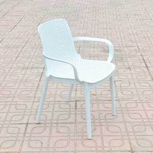 Moon Style Molded Plastic <b>Chair</b> with Armrests, Stackable Seating for Outdoor <b>Patio</b>, and Commercial Use - Product Image 2
