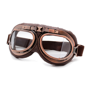 Gafas de Motocicleta Clásicas Retro Vintage LEADWAY XLW-LSB813MG, Lentes de PC de Lujo, Marco de PU, Protección Plateada, Transparente, Gris, Amarilla - Product Image 3