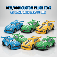 Fabricant de jouets en peluche personnalisés en forme de voitures de course sportives, OEM ODM, vente en gros, animaux en peluche, jouets doux, mascotte, logo haute fidélité