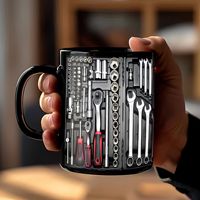 Mug de mécanicien, mug de boîte à outils 11 oz pour café et lait, mug de café boîte à outils pour les amoureux des voitures et des mécaniciens, mug en céramique au design créatif