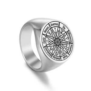 R0017 Bague Magique Ange en Acier Inoxydable Talisman Pentacle de Salomon Sceau de Salomon Protection Cabale Amulette Bagues - Product Image 2