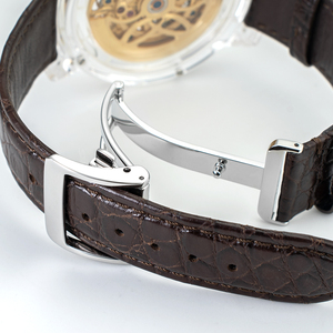 Montre squelette tourbillon de luxe en cristal de saphir, mouvement mécanique automatique, bracelet en cuir véritable, montre haut de gamme pour homme - Product Image 5