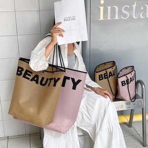 Recyclable Non Woven Tote <b>Bag</b> Pinky Travel Women <b>Shoulder</b> <b>Bags</b> Lightweight Grocery Shopping <b>Bags</b> With Logo - Product Image 5