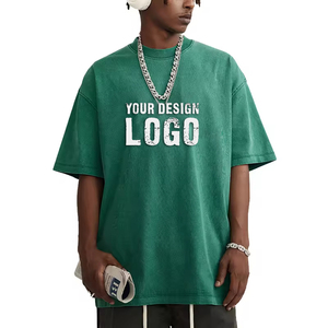 Camiseta Casual de Calle para Hombre, de Media Manga, Hombros Caídos, Holgada, de Alta Calidad, 270G, Algodón, Lavado Vintage, Talla Grande - Product Image 2