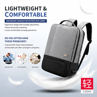 Sac à dos antivol pour ordinateur portable 15,6 pouces avec compartiment à chaussures, sangles escamotables, imperméable, pour hommes