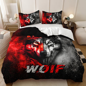 Ensemble de housse de <span class=keywords><strong>couette</strong></span> confort pour literie en polyester attrape-rêves avec motif d'animal <span class=keywords><strong>loup</strong></span> personnalisé - Product Image 5