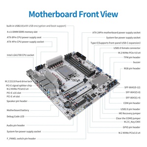 Carte mère NAS CWWK W680 12 baies, 4 x ECC UDIMM DDR5, <span class=keywords><strong>Micro</strong></span> ATX, LGA1700, 3 LAN vPro 2.5GB + 10GB + 2.5GB, 5 ports d'affichage - Product Image 6