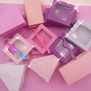 Großhandel hochwertige magnetische Wimpern Verpackungs box Benutzer definiertes Logo Glitter Pink Wimpern boxen Anbieter Lieferant kostenlose Probe kein MOQ