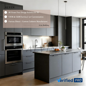 Ensemble complet d'armoires de <span class=keywords><strong>cuisine</strong></span> modulaires Alvin Factory Supply, couleur crème douce et vert sauge, unités de présentation <span class=keywords><strong>en</strong></span> <span class=keywords><strong>verre</strong></span> LED pour la rénovation de la maison - Product Image 4