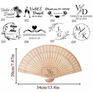 Abanicos Plegables de Sándalo Personalizados para Invitados - Abanicos de Madera Grabados, Recuerdos para Fiestas de Verano y Bodas - Product Image 5