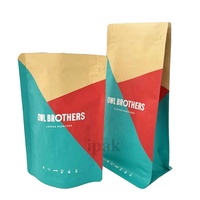 Bolsa de embalaje de plástico reciclable, bolsa de café de diseño impreso personalizado de pie plano inferior, venta al por mayor