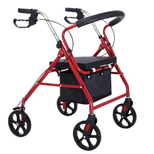 Foldable Four <b>Wheeled</b> <b>Walker</b> For Elderly Rehabilitation Aid With Storage Basket Lightweight Manual Mobility Assistive Device - Product Image 3