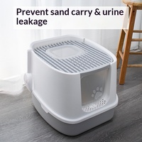 Grande litière pour chat amovible et fermée, bac à litière Jumbo facile à nettoyer pour maisons multi-chats, toilette pour chat amovible avec pelle à litière